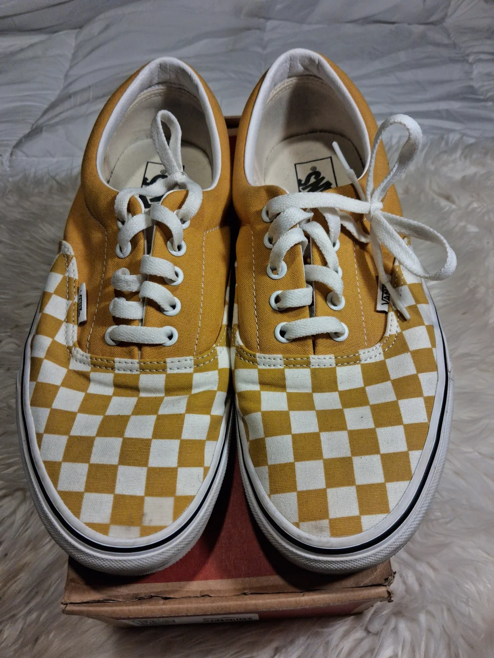 Vans Checkerboard Sneakers in Yellow and White